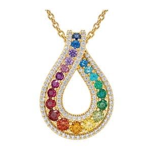 Danbury Mint Rainbow Drop Pendant on chain necklace